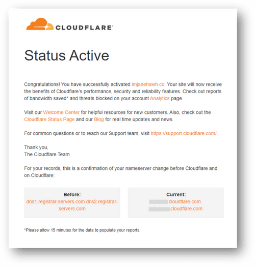 Cloudflare 成功設定通知